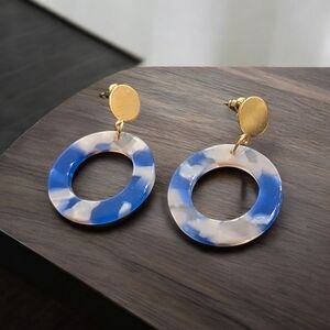 Gold Plated Colorful Acrylic Drop Dangle Earrings